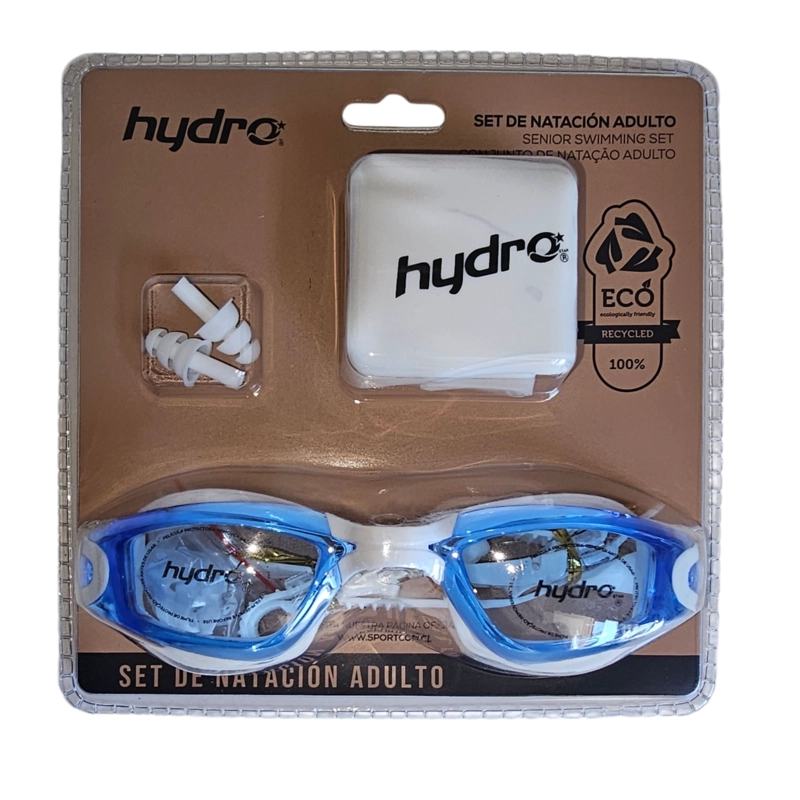 SET NATACION ADULTO HYDRO ANTIPARRAS GORRA TAPONES - 2