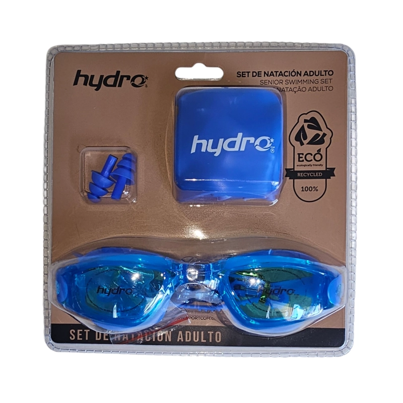 SET NATACION ADULTO HYDRO ANTIPARRAS GORRA TAPONES - 2