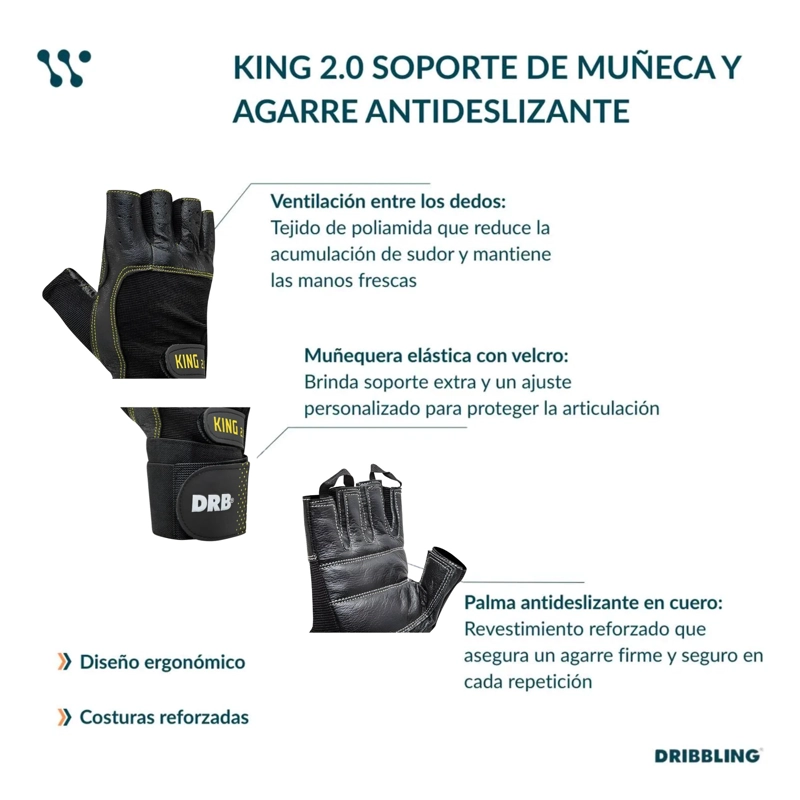 GUANTES FITNESS DRB CUERO 0.15 KG KING ENTRENAMIENTO Y PESAS - 4