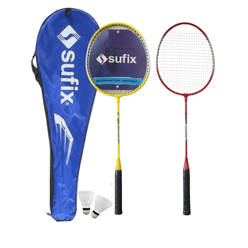 SET BÁDMINTON SUFIX ALUMINIO 2 RAQUETAS + 2 PLUMILLAS + FUNDA ® - 1