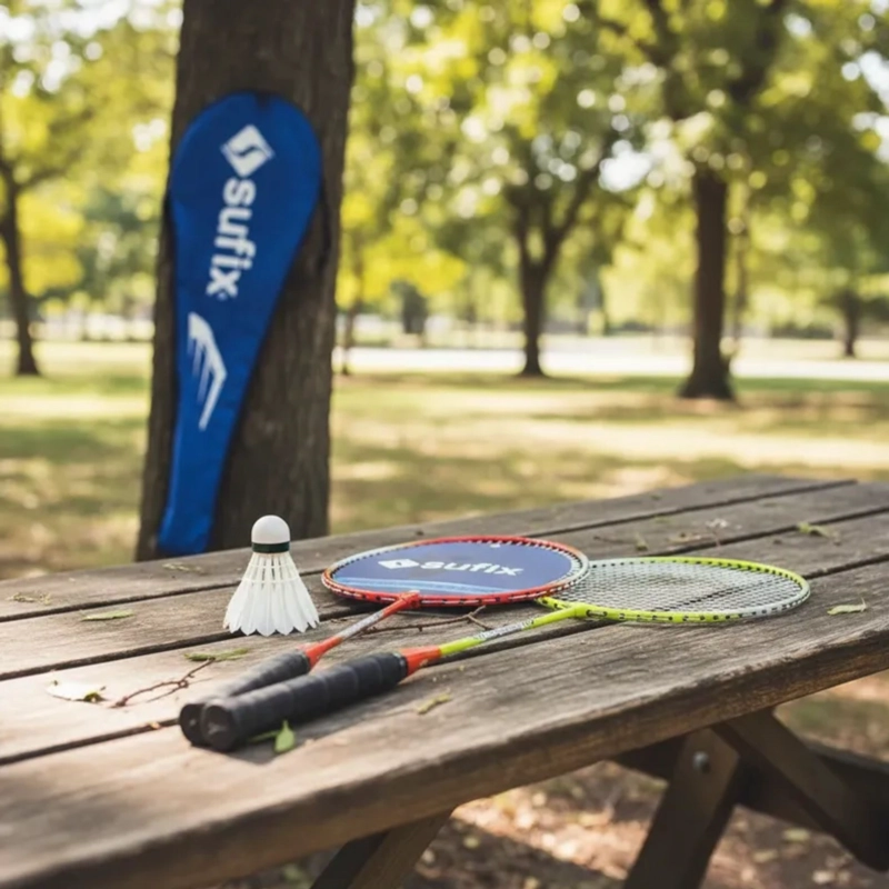 SET BÁDMINTON SUFIX ALUMINIO 2 RAQUETAS + 2 PLUMILLAS + FUNDA ® - 7