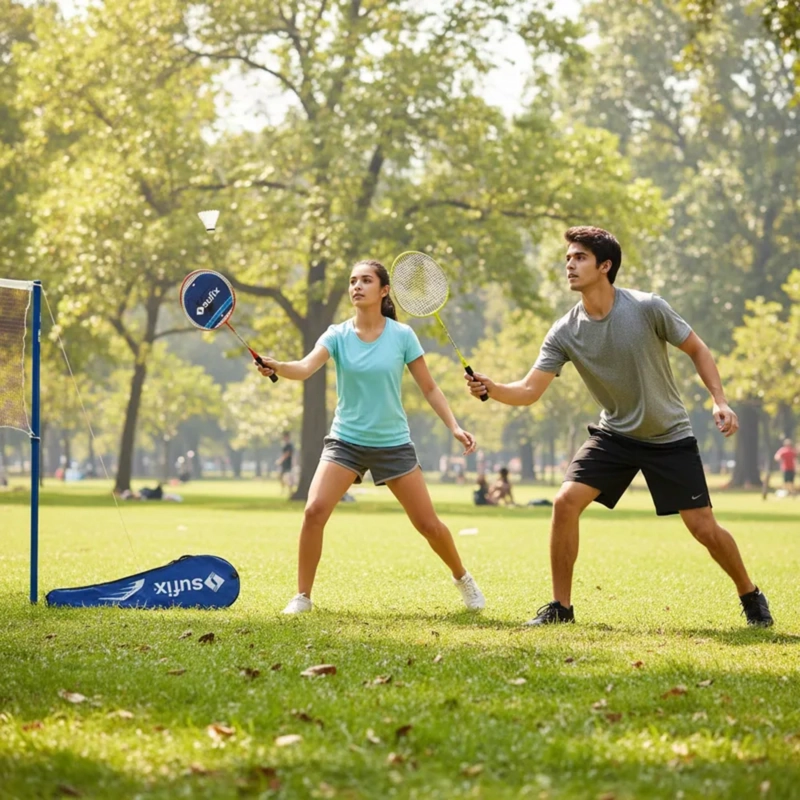 SET BÁDMINTON SUFIX ALUMINIO 2 RAQUETAS + 2 PLUMILLAS + FUNDA ® - 8