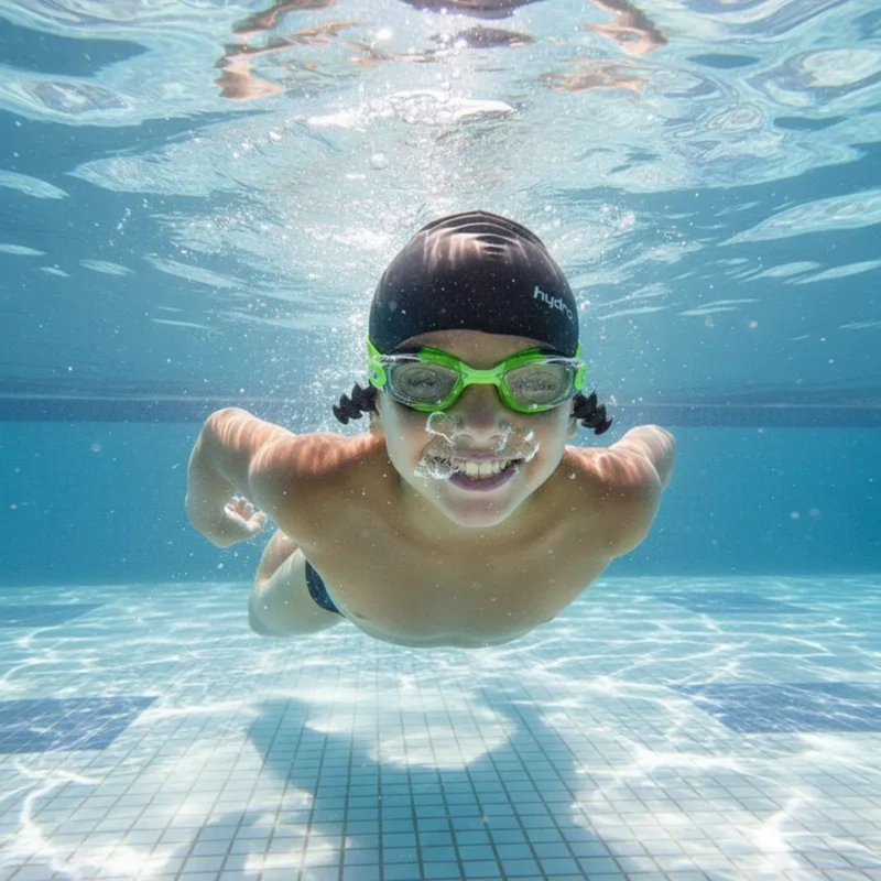 SET NATACION JUNIOR HYDRO NIÑO NIÑA ANTIPARRAS GORRA - 7