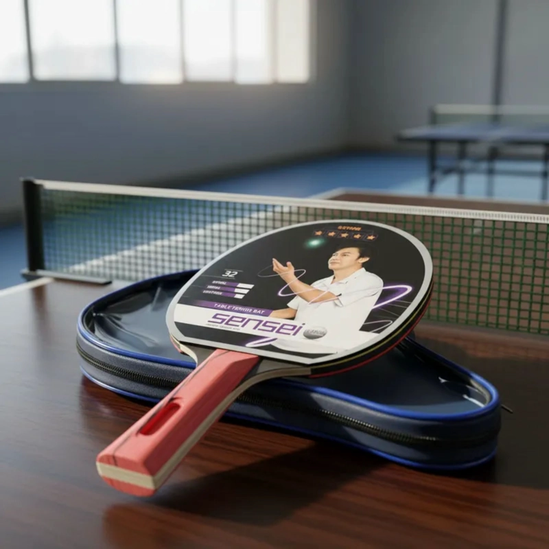 PALETA PING PONG SENSEI MADERA 5 STAR NEGRA Y ROJA - 8