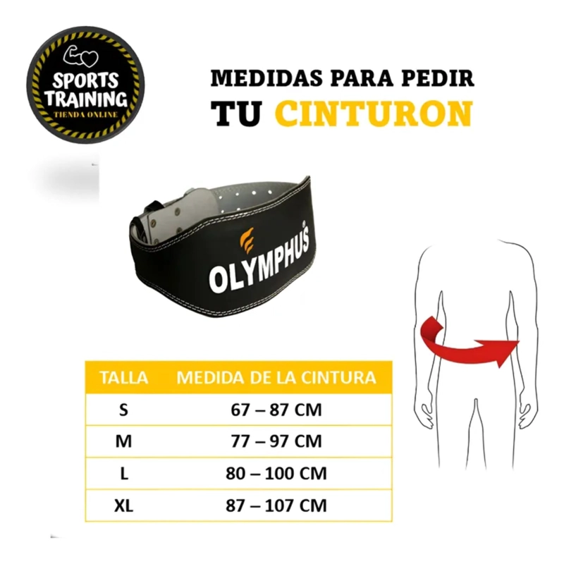 CINTURON PARA LEVANTAMIENTO DE PESAS OLYMPHUS CUERO 0.6 KG PARA GYM - 4
