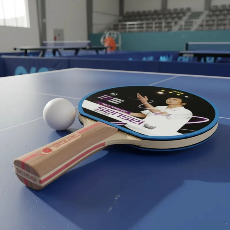 PALETA PING PONG SENSEI MADERA 4 STAR NEGRA Y ROJA - 8