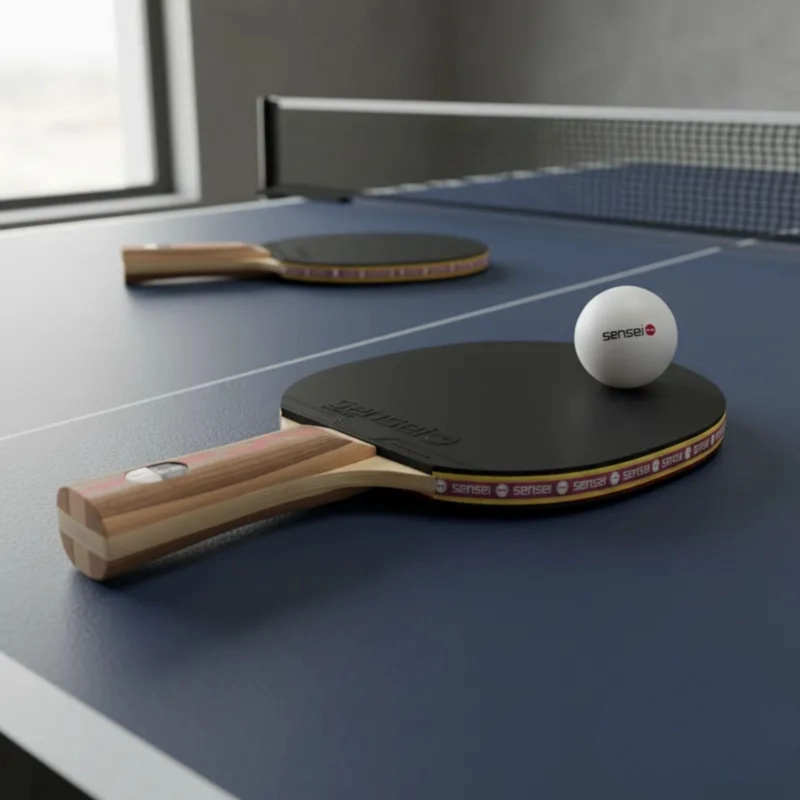 PALETA PING PONG SENSEI MADERA 4 STAR NEGRA Y ROJA - 9