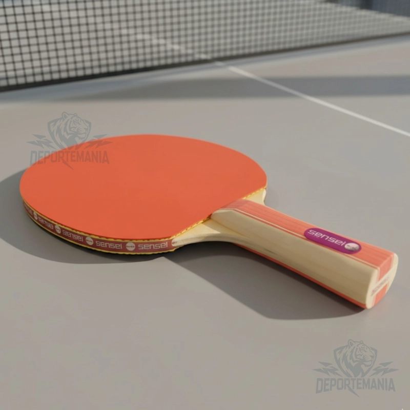PALETA PING PONG SENSEI MADERA 2 STAR NEGRA Y ROJA - 3