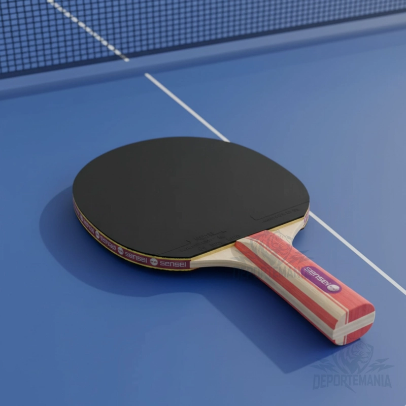 PALETA PING PONG SENSEI MADERA 2 STAR NEGRA Y ROJA - 4