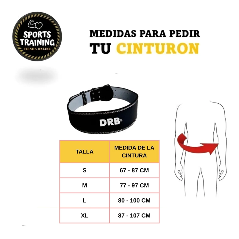 CINTURON LEVANTAMIENTO PESAS CUERO DRB GYM LUMBAR - 6