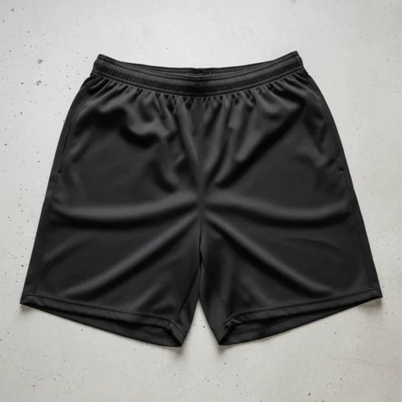 SHORT DE FUTBOL MICROFIBRA UNISEX DRB NEGRO LISO COSTURAS REFORZADAS - 2