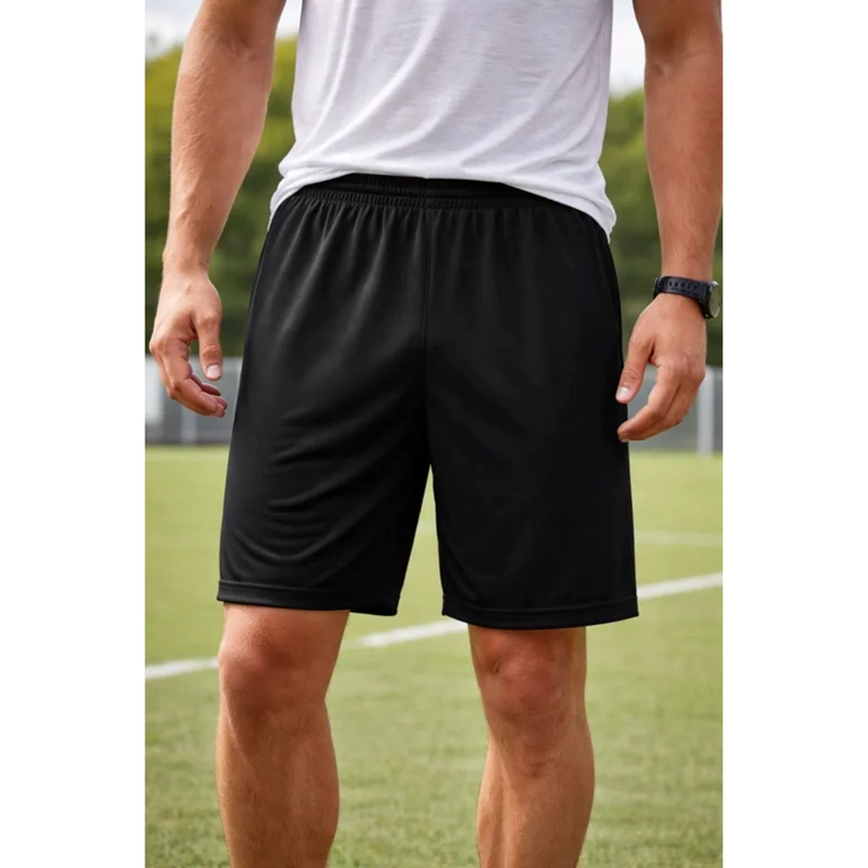 SHORT DE FUTBOL MICROFIBRA UNISEX DRB NEGRO LISO COSTURAS REFORZADAS - 9
