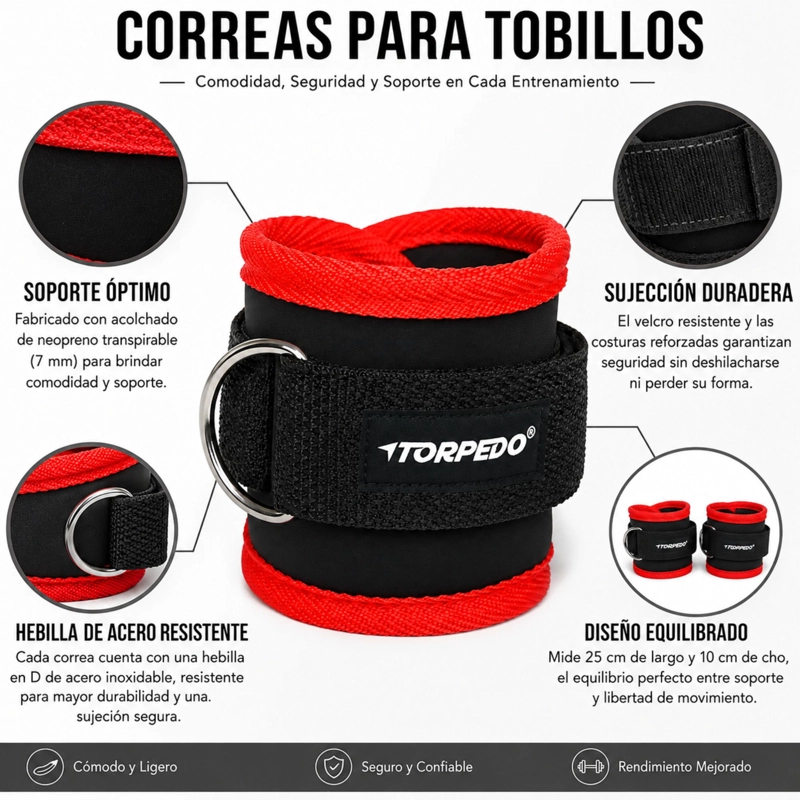 TOBILLERA PARA POLEA TORPEDO NEOPRENO MAQUINA GIMNASIO (PAR) - 2