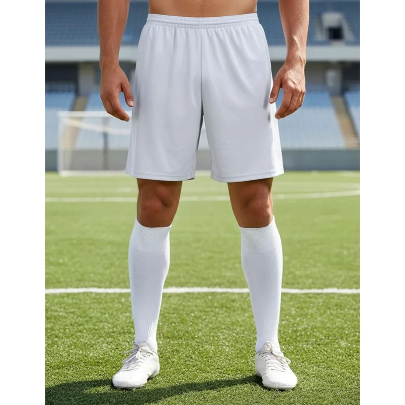 SHORT DE FUTBOL MICROFIBRA RECTO UNISEX DRB BLANCO LISO COSTURAS REFORZADAS - 7