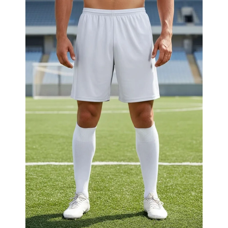 SHORT DE FUTBOL MICROFIBRA RECTO UNISEX DRB BLANCO LISO COSTURAS REFORZADAS - 8