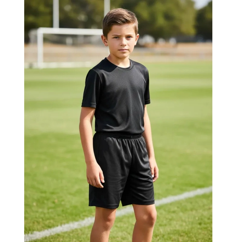 SHORT DE FUTBOL MICROFIBRA NIÑO DRB NEGRO LISO - 7