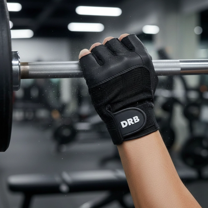 GUANTES FITNESS DRB CUERO 0.12 KG SPANDEX NEGRO PESAS Y GIMNASIO - 8