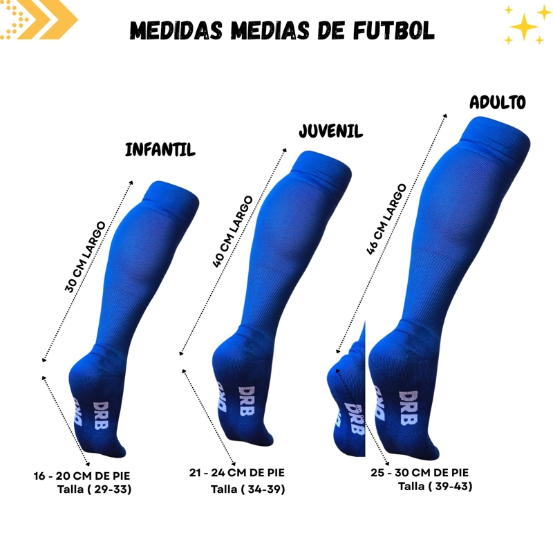 MEDIAS FUTBOL NIÑO DRB CALCETAS LARGAS TALLA 28-34 - 5