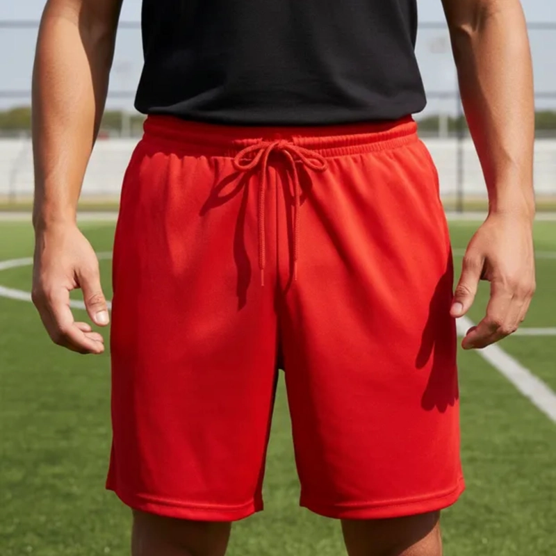 SHORT DE FUTBOL MICROFIBRA UNISEX DRB ROJO LISO COSTURAS REFORZADAS - 5