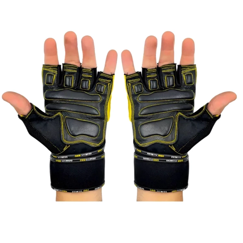GUANTES GIMNASIO DRB TIGER CUERO CON MUÑEQUERA PESAS - 2