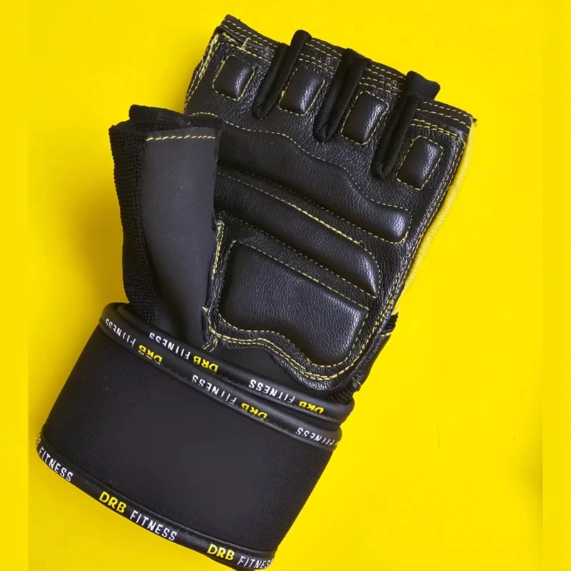 GUANTES GIMNASIO DRB TIGER CUERO CON MUÑEQUERA PESAS - 6