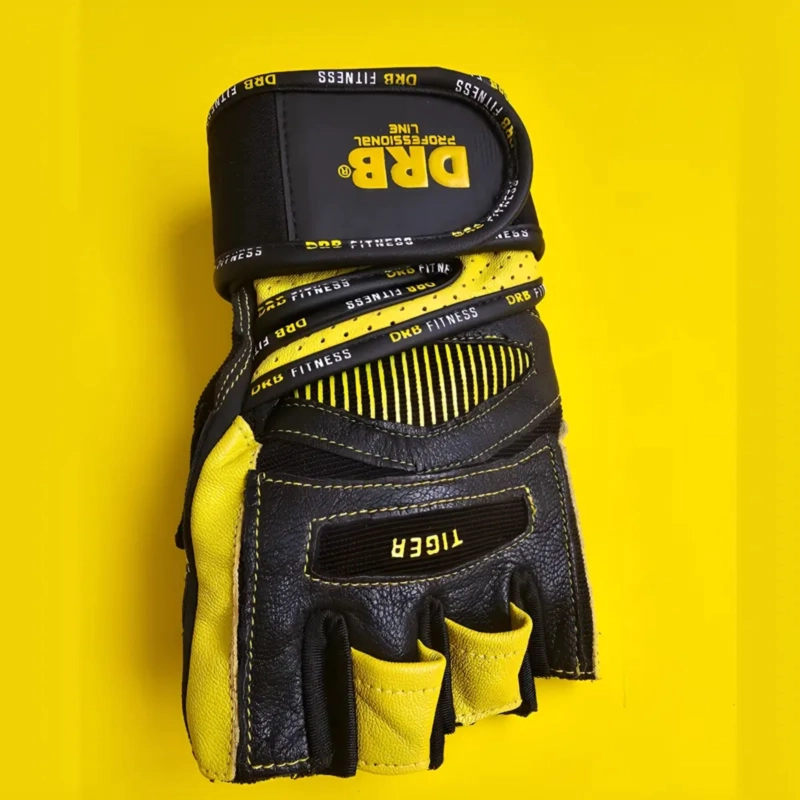 GUANTES GIMNASIO DRB TIGER CUERO CON MUÑEQUERA PESAS - 7