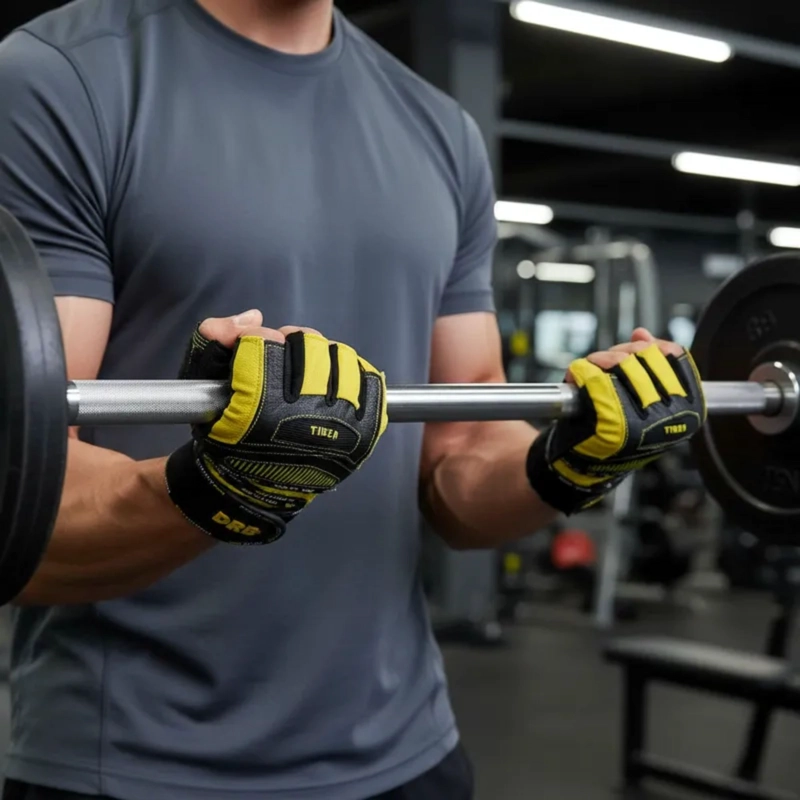 GUANTES GIMNASIO DRB TIGER CUERO CON MUÑEQUERA PESAS - 9