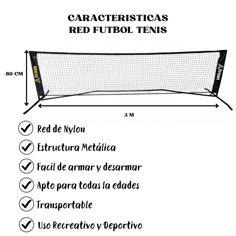 RED FUTBOL TENIS BADMINTON TRAIN ACERO CON BOLSOY SOPORTE - 3