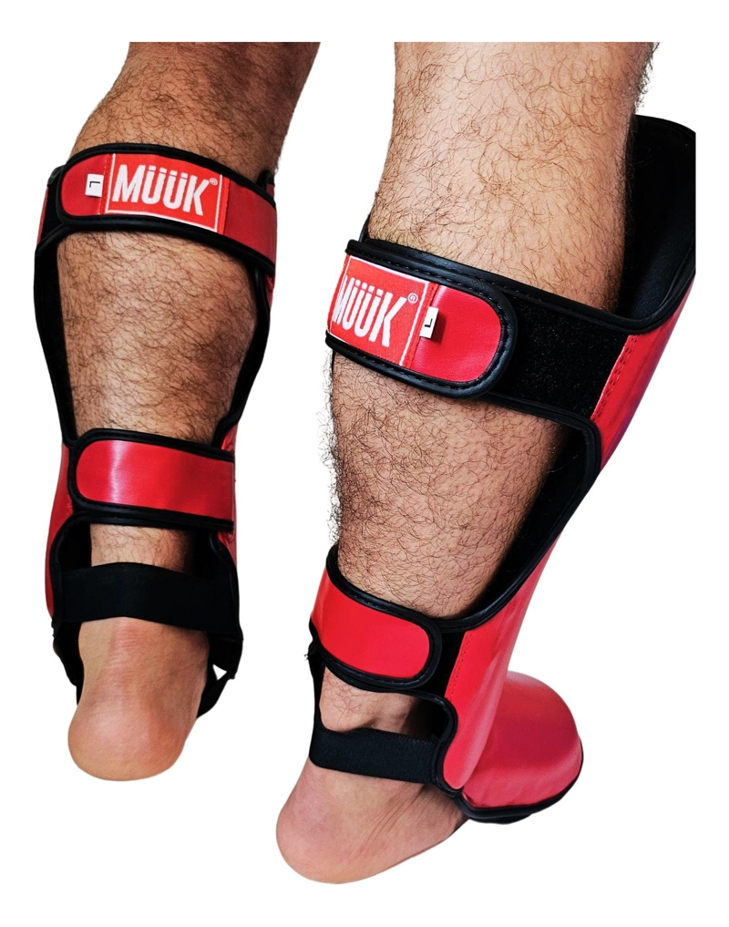 CANILLERA CON EMPEINERA KICK BOXING MMA MUUK CUERO / POLIURETANO PRO ROJO - 2