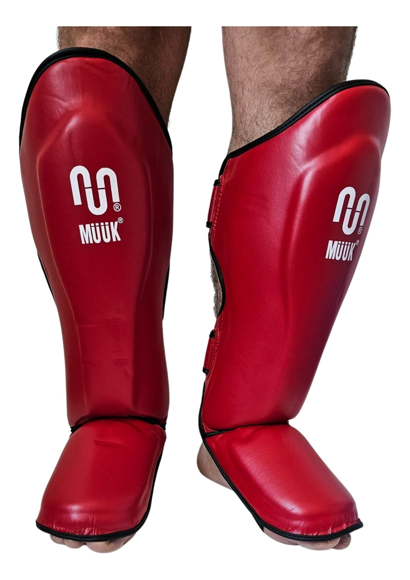 CANILLERA CON EMPEINERA KICK BOXING MMA MUUK CUERO / POLIURETANO PRO ROJO - 9