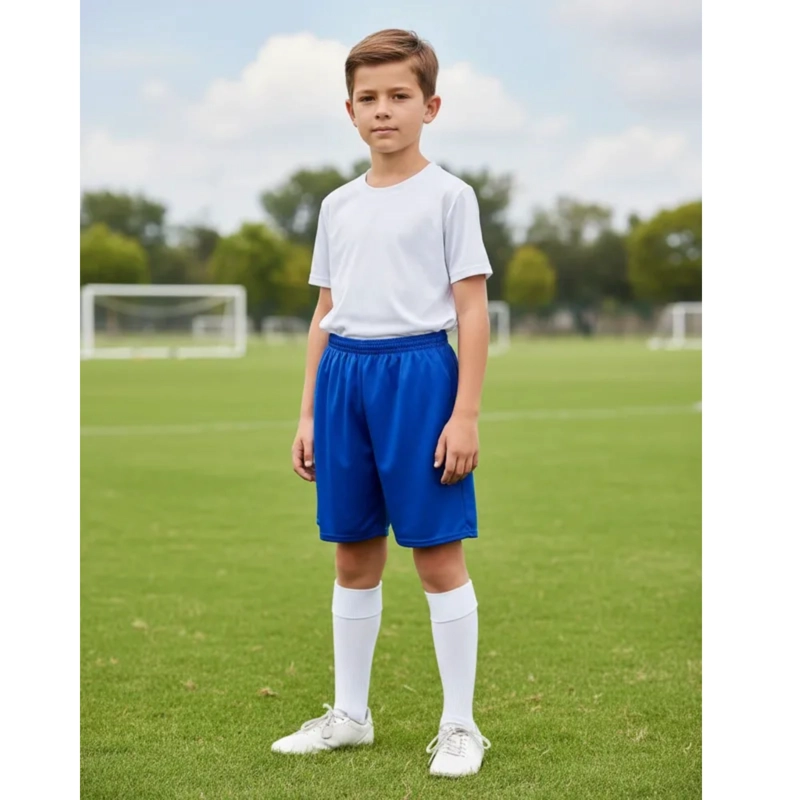 SHORT DE FUTBOL NIÑO DRB AZUL LISO - 6