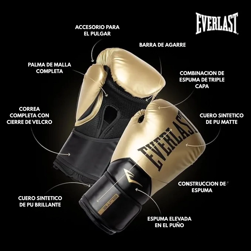 GUANTES BOXEO CUERO / POLIURETANO EVERLAST PROSTYLE ELITE V2 TRN DORADO - 3