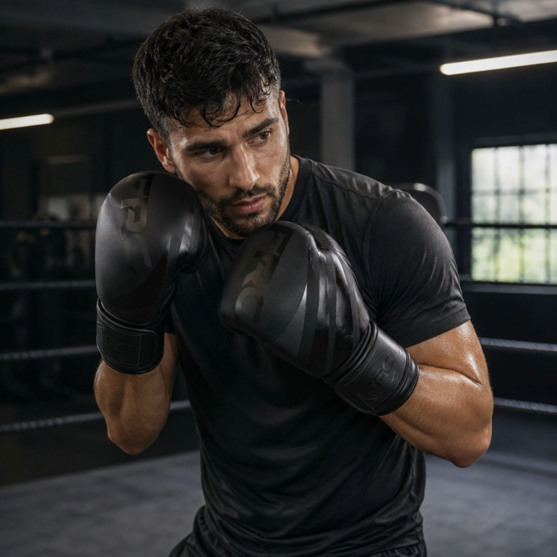 GUANTES BOXEO KICKBOXING 12 14 OZ NEGRO VELCRO UNISEX - 6