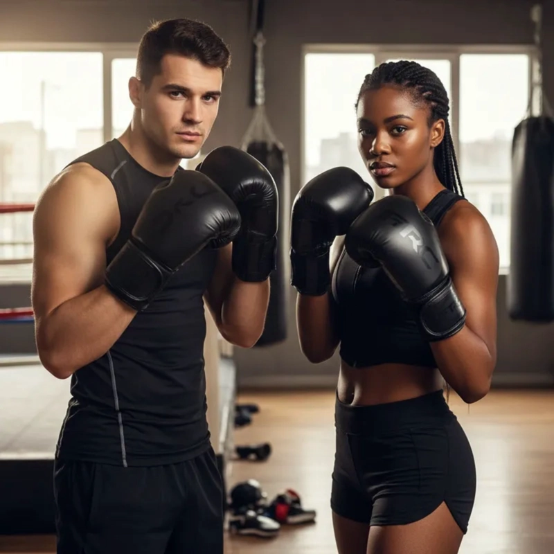 GUANTES BOXEO KICKBOXING 12 14 Y 16 OZ NEGRO VELCRO UNISEX - 8
