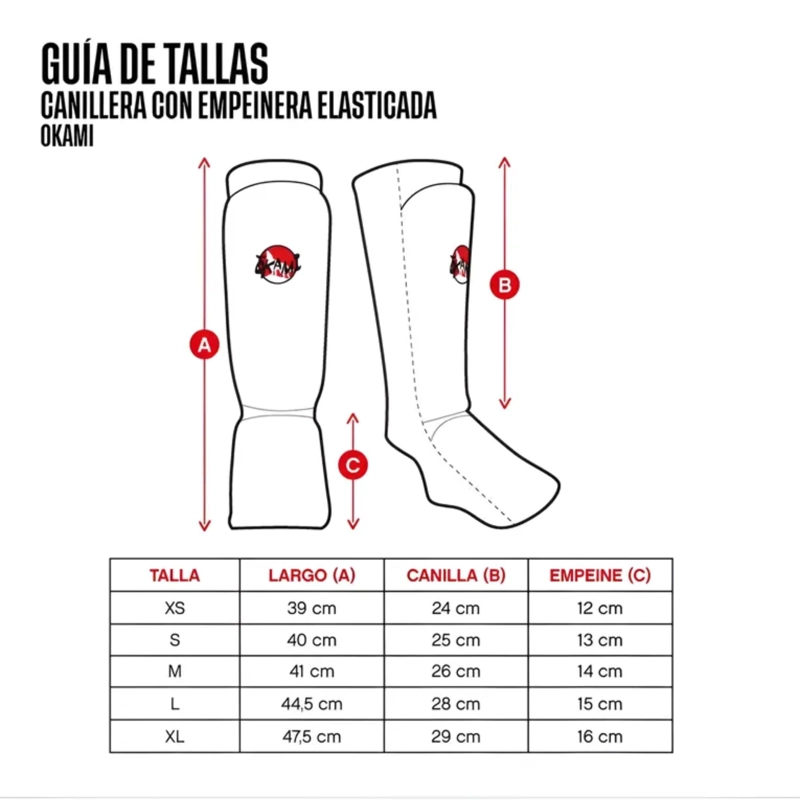 CANILLERA TAEKWONDO/ARTES MARCIALES ALGODÓN OKAMI CON EMPEINERA ELASTICADO - 2