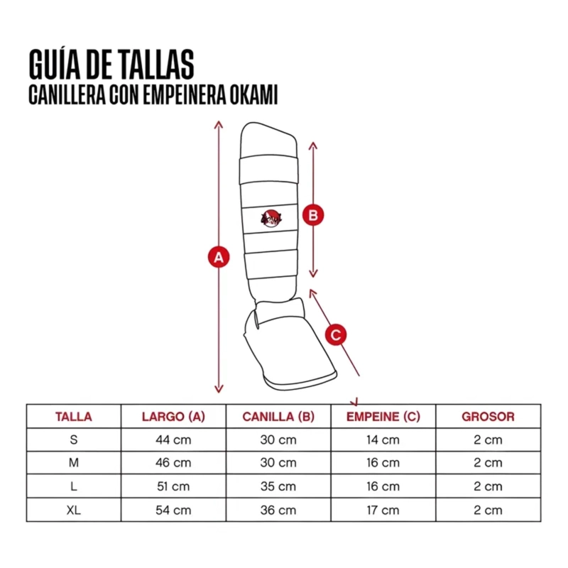 CANILLERA KICKBOXING ARTES MARCIALES CUERO / POLIURETANO OKAMI CON EMPEINERA PRO - 3