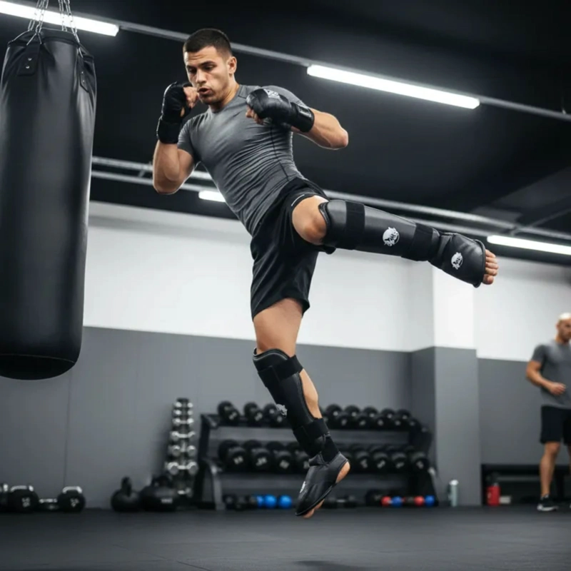 CANILLERA KICKBOXING ARTES MARCIALES CUERO / POLIURETANO OKAMI CON EMPEINERA PRO - 5