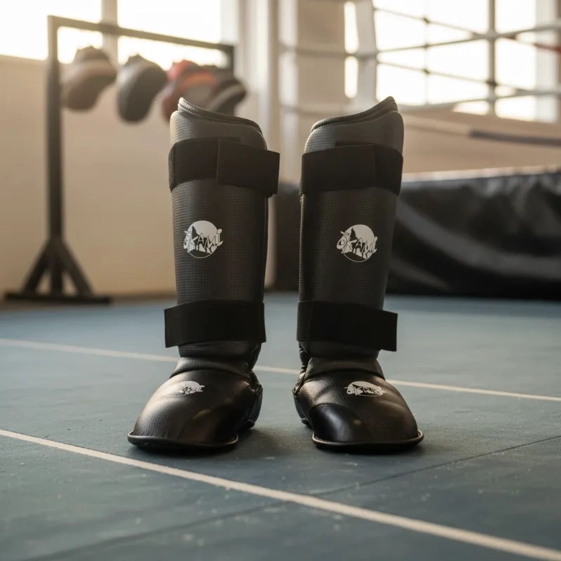 CANILLERA KICKBOXING ARTES MARCIALES CUERO / POLIURETANO OKAMI CON EMPEINERA PRO - 7