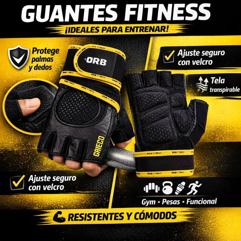 GUANTES GYM DRB GRECO CUERO PESAS CROSSFIT GIMNASIO - 4