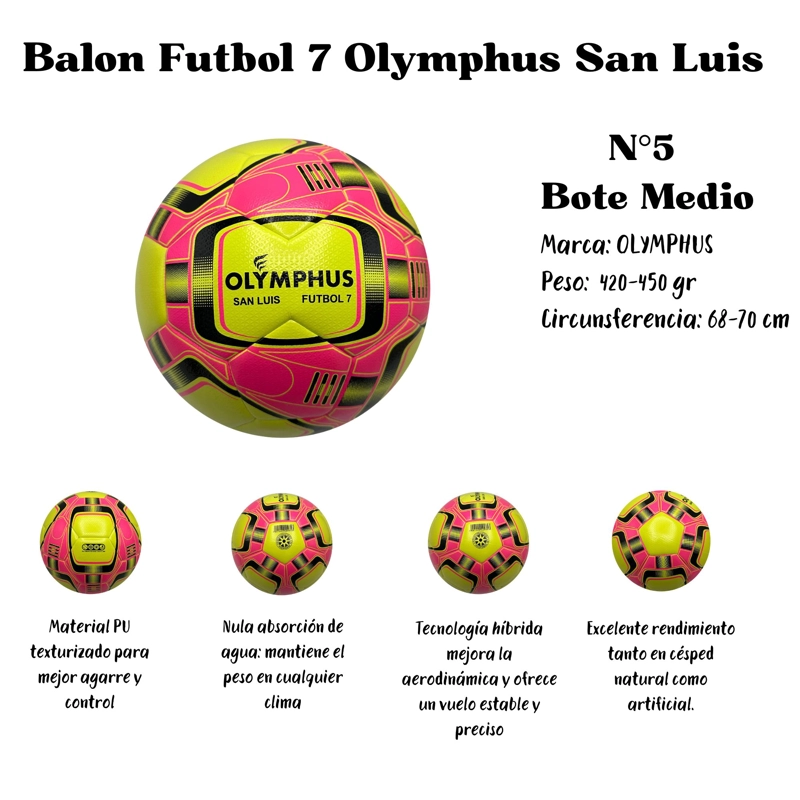 BALON FUTBOLITO FUTBOL 7 SAN LUIS N°5 OLYMPHUS BOTE MEDIO - 2