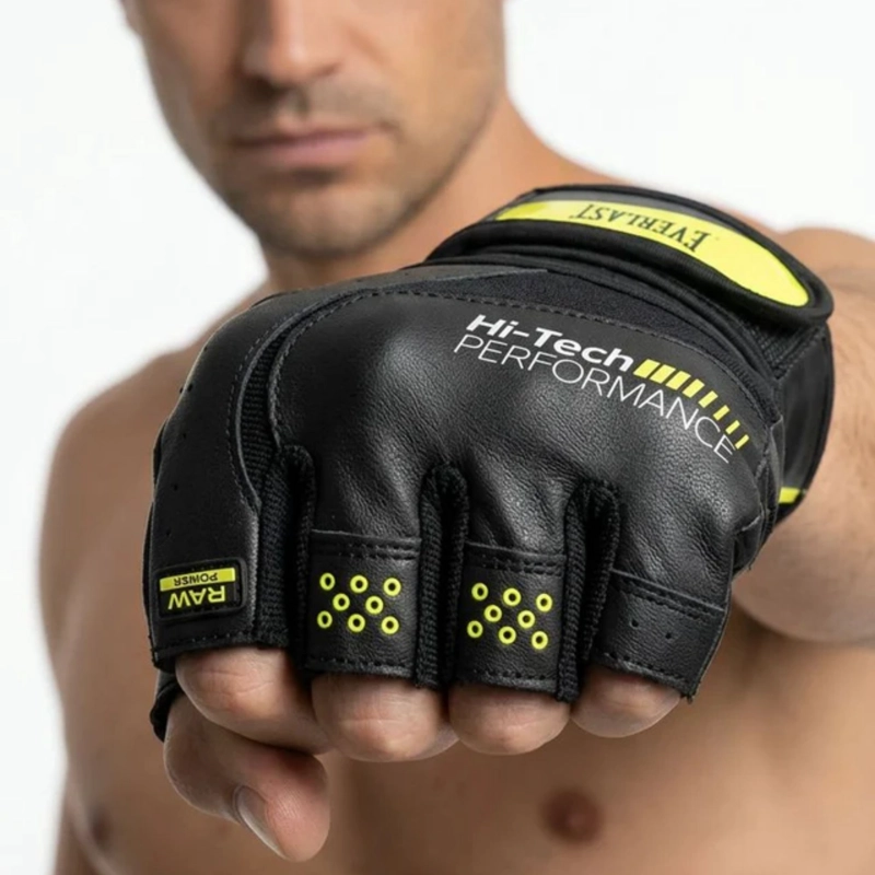 GUANTES GYM EVERLAST PRO2 HOMBRE CUERO PESAS FITNESS - 5