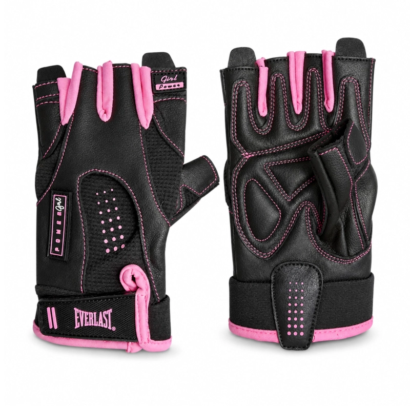 GUANTES GYM EVERLAST PLUS MUJER CUERO PESAS FITNESS - 1