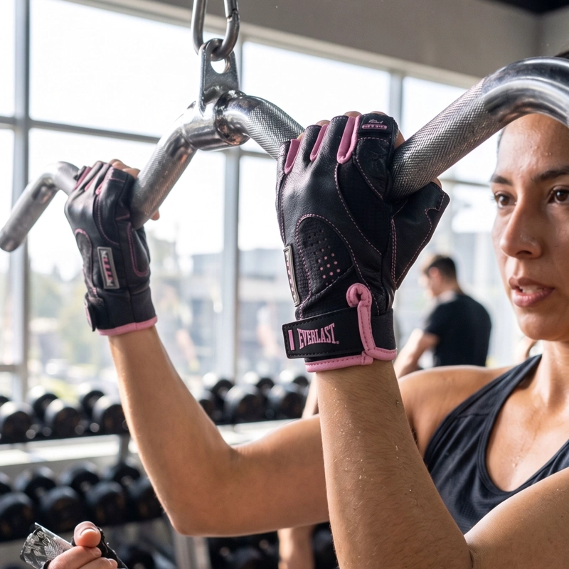 GUANTES GYM EVERLAST PLUS MUJER CUERO PESAS FITNESS - 5