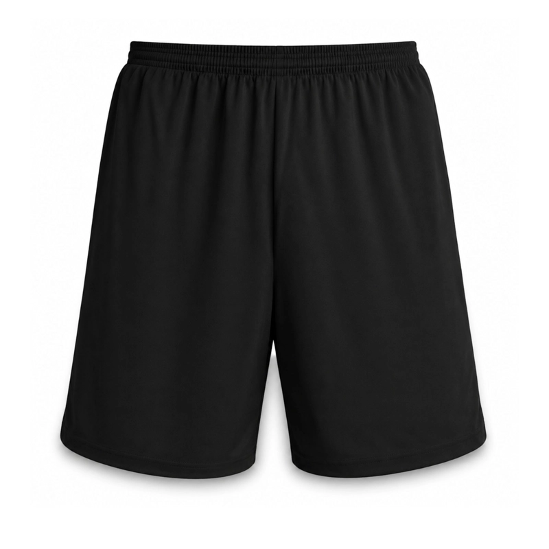 SHORT FUTBOL LISO NEGRO COSTURAS REFORZADAS POLIESTER - 1