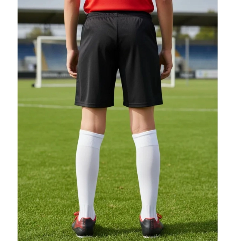 SHORT FUTBOL LISO NEGRO COSTURAS REFORZADAS POLIESTER - 8