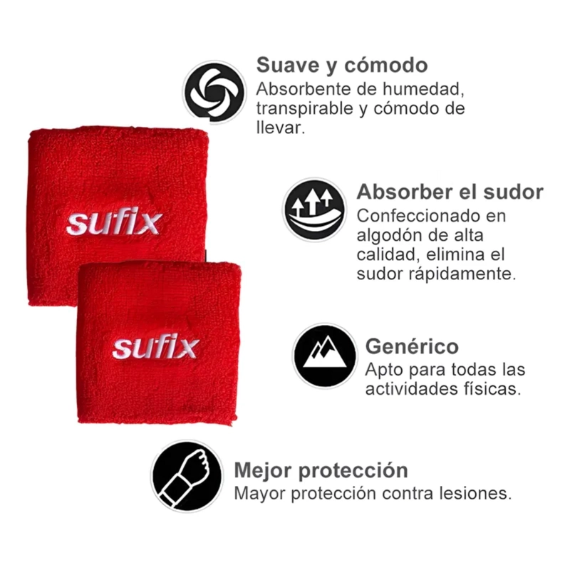 MUÑEQUERAS DEPORTIVAS ALGODON SUFIX TENIS PADEL SUDOR PAR - 3