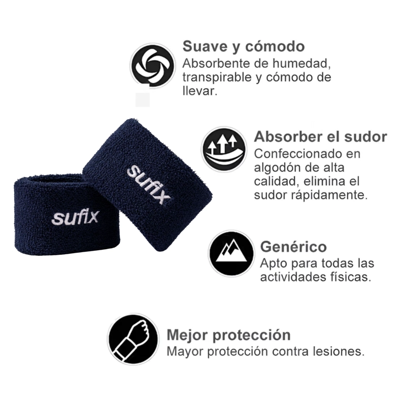 MUÑEQUERAS DEPORTIVAS ALGODON SUFIX TENIS PADEL SUDOR PAR - 3