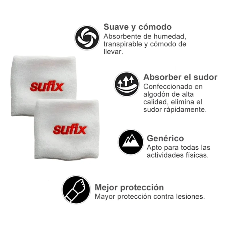 MUÑEQUERAS DEPORTIVAS ALGODON SUFIX TENIS PADEL SUDOR PAR - 3