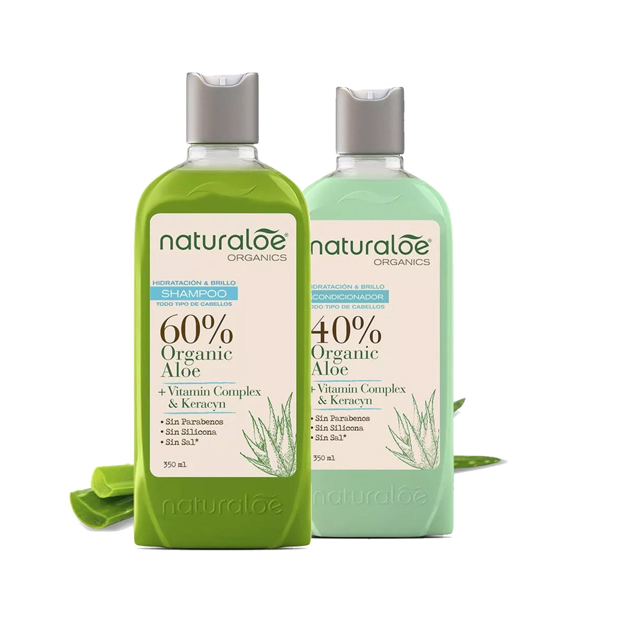 TRATAMIENTO CAPILAR NATURALOE SHAMPOO + ACONDICIONADOR HIDRATACIÓN Y BRILLO 350 ML - 1