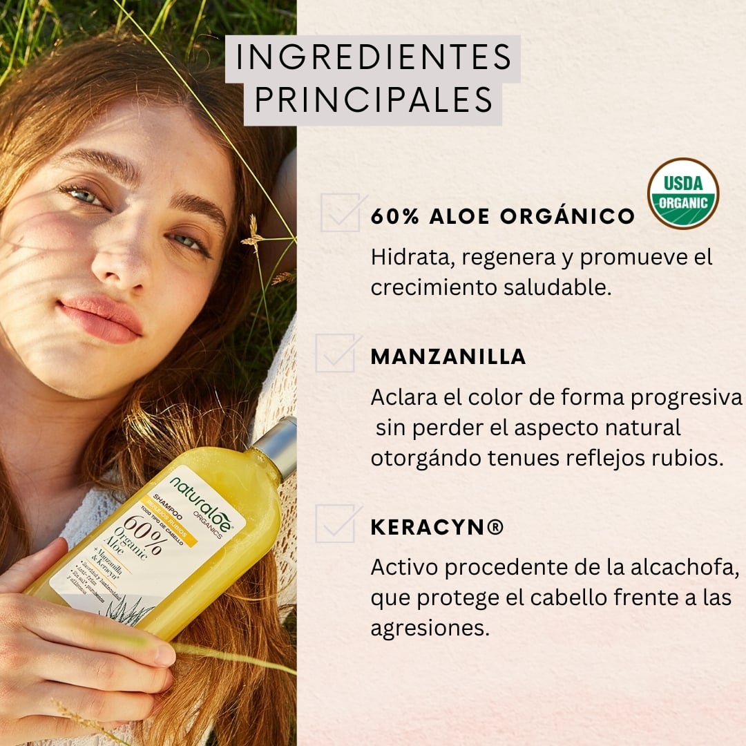 PACK X3 SHAMPOO CABELLO NATURALOE REFLEJOS RUBIOS 350 ML - 2